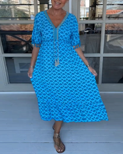 Winona - Robe à Franges en V d'Été