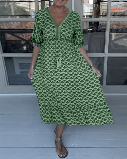 Winona - Robe à Franges en V d'Été