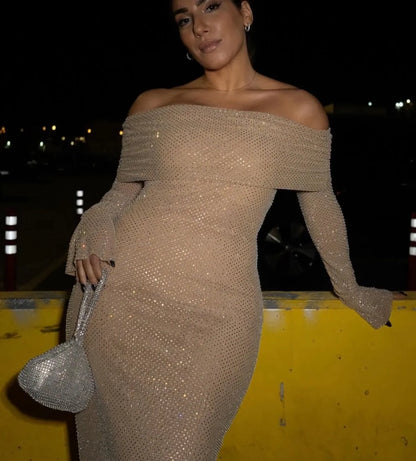 Glitter Off-Shoulder Dress