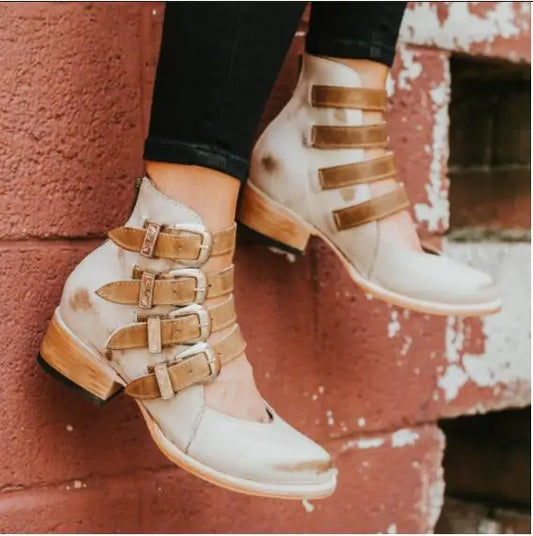 Talons en Cuir Vintage avec Boucle