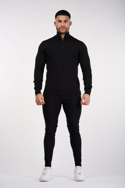THE SANTONI - HALF ZIP SWEATER - BLACK