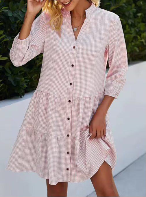 Zuri - Robe Mini Style Chemise Loose à Col V pour Femmes