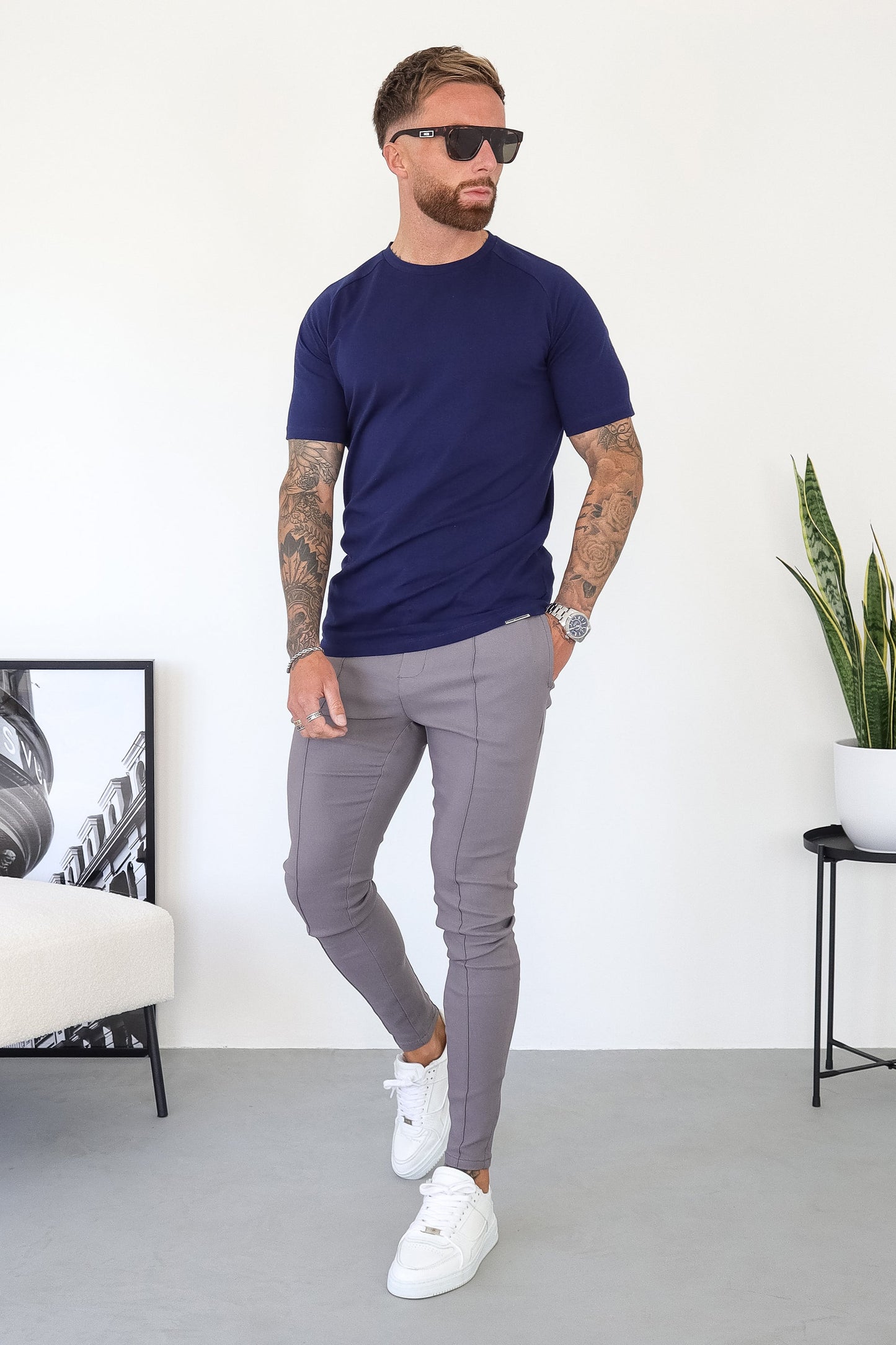 THE MUSCLE BASIC T-SHIRT - DARK BLUE